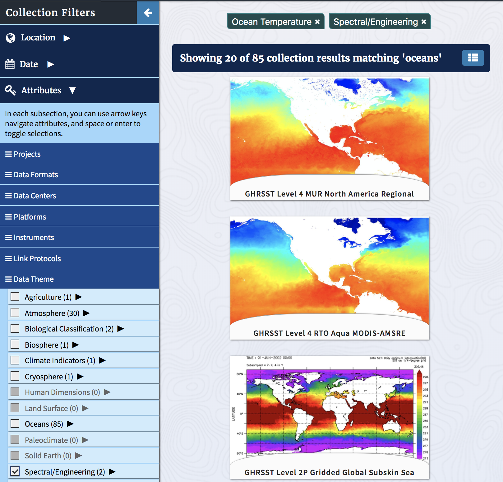 Showing 85 results with both "Ocean Temperature" and "Spectral/Engineering" selected